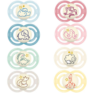 [RESIGILAT] Set 2 suzete MAM Perfect Night 6+ luni, din silicon, luminoase, cu cutie de sterilizare, culori aleatorii