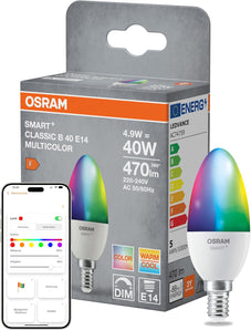 [RESIGILAT] Osram SMART+ B40 LED, 4.9W E14 RGBW, control aplicatie, WiFi