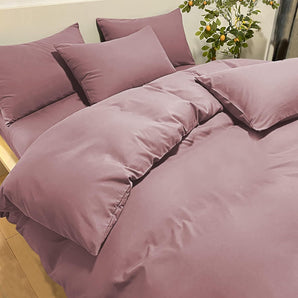 [RESIGILAT] Lenjerie de pat 3 piese microfibra roz inchis 260x240 cm