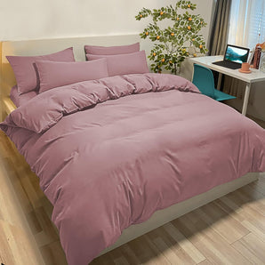 [RESIGILAT] Lenjerie de pat 3 piese microfibra roz inchis 260x240 cm