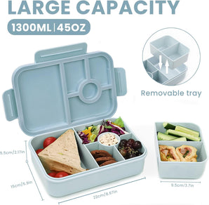 [RESIGILAT] Bugucat Cutie de pranz 1300 ml, etansa, albastra, cu tacamuri