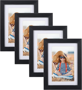 [RESIGILAT] EXYGLO Set 4 rame foto 10x15 cm, negru, suport masa/perete