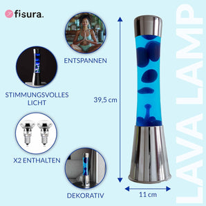 [RESIGILAT] Lampa cu lava albastra si baza argintie cromata