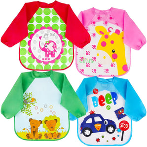 [RESIGILAT] Bibs pentru copii cu maneci lungi, set 4 bucati lavabile