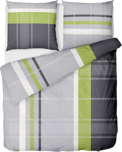 [RESIGILAT] Lenjerie LINKHOFF Beaver 135x200 verde gri 100% bumbac