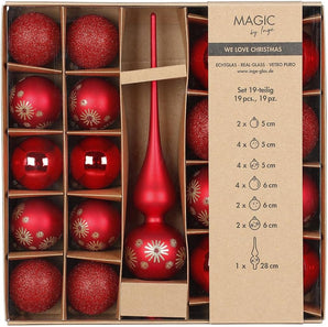 [RESIGILAT] MAGIC by Inge - Set 19 globuri Craciun Merry Red