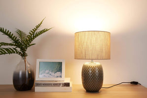 [RESIGILAT] Lampa de masa Pauleen 48153 ceramica bej 60W E27 gri