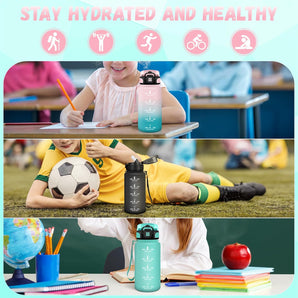 [RESIGILAT] Sticla copii, 500 ml, cu pai, roz-cian