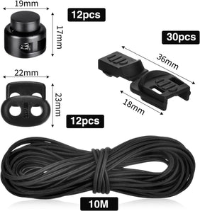 [RESIGILAT] Cablu elastic 10m 3mm negru cu 30 cleme – Accesorii versatile pentru rucsac și proiecte DIY