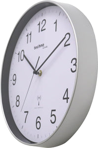 Technoline WT8030 Klassische Funkwanduhr, silberner Rahmen, weißes Ziffernblatt, Schwarze Ziffern, Ø: 30 cm