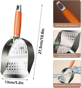 [RESIGILAT] Scoop pisica inox cu maner lemn, pentru toate literele