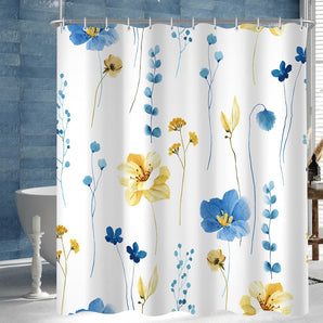 [RESIGILAT] Perdea dus 180x200 cm, motiv albastru-galben, antimucegai, poliester