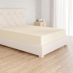 Amazon Basics lenjerie de pat, 160 x 200 x 30 cm, microfibră, lenjerie de pat - înălțimea saltelei până la 30 cm, bej