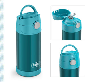 [RESIGILAT] Termos copii 0.35l cu pai ocean teal, etans 12h rece
