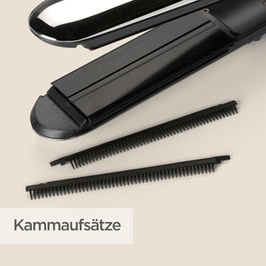 BaByliss Steam Shine, Placă de îndreptat cu aburi 2 în 1, pentru păr drept sau bucle, cu 5 trepte de temperatură (170°C-230°C), ST496E