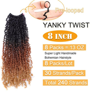 [RESIGILAT] Extensii păr sintetic Yanky Twist Crochet, 8 bucăți, păr creț pre-twisted