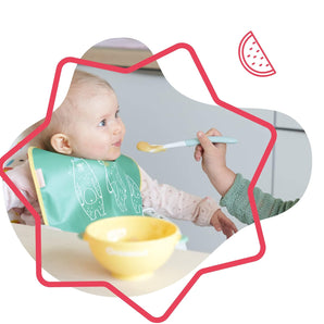 [RESIGILAT] Set 5 boluri și 3 linguri pentru bebeluși Badabulle Funcolor – antiderapante, 330 ml