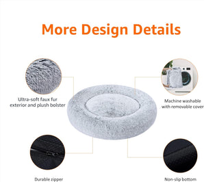 [RESIGILAT] Amazon Basics Donut Pet Bolster, pentru caini, gri, 58.8 cm