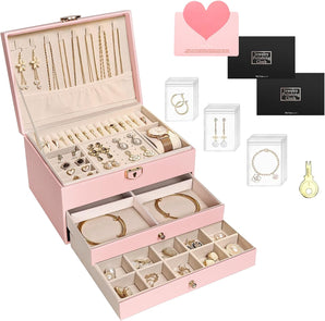 [RESIGILAT] Cutie bijuterii, 3 niveluri, organizator calatorie, cu inchidere