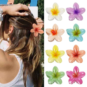 [RESIGILAT] Agrafe de par mari cu flori hawaiiene, 8 bucati.