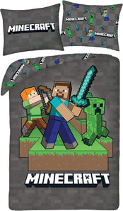 [RESIGILAT] Minecraft Set Lenjerie Pat, Reversibil, 140 x 200 cm, 1 Fata Perna