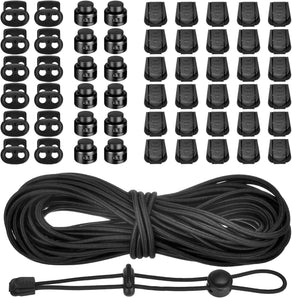 [RESIGILAT] Cablu elastic 10m 3mm negru cu 30 cleme – Accesorii versatile pentru rucsac și proiecte DIY
