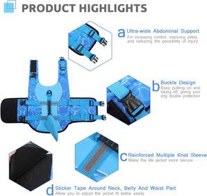 [RESIGILAT] Vesta salvare caini Shark, mare, cu maner, reflectorizanta, usoara
