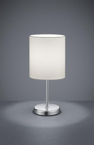 [RESIGILAT] Lampa de masa Jerry metal cromat abajur alb E14