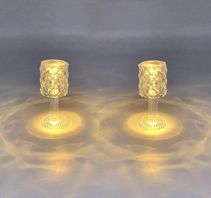 [RESIGILAT] Lampa masa LED alb cald optica cristal 12 cm fara fir