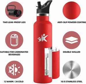 [RESIGILAT] Motswedi Termos 1L, izolat, otel inoxidabil, rosu