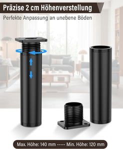 [RESIGILAT] Picioare mobile PVC, reglabile 12-14 cm, negre, 200 kg