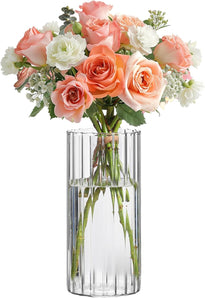 [RESIGILAT] ComSaf Vaza Bud, 20 cm, suport lumanari, decor transparent