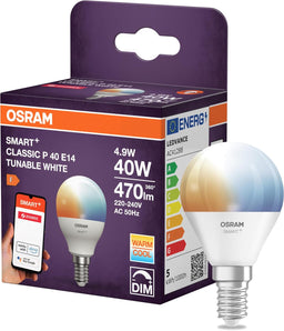 [RESIGILAT] Bec LED OSRAM P40 E14 4.9W, lumină albă reglabilă, control Smart ZigBee
