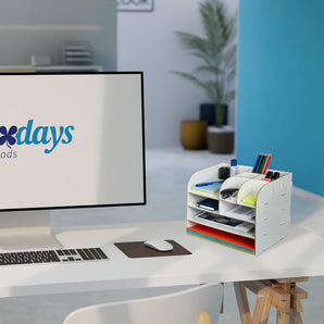 [RESIGILAT] Organizator birou Relaxdays cu 10 compartimente, alb