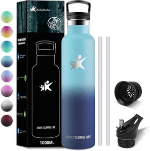 [RESIGILAT] KollyKolla sticla de baut inox 1L cu paie pentru sport