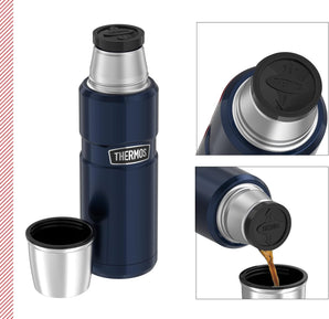 [RESIGILAT] Termos sticla inox 470ml albastru, etans, lavabil.