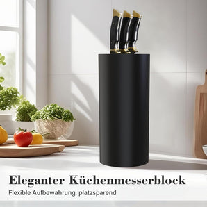 Vonsera Messerblock ohne Messer, Messerblock mit Borsten Herausnehmbarer, Messerhalter Universal für 8 Messer Aller Art, Schwarz