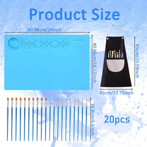 [RESIGILAT] Covoras silicon, 60x40cm, include cana, sort, 10 pensule, albastru