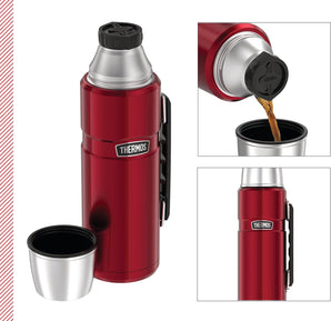 [RESIGILAT] Termos Thermos King, 1.20 l, otel inoxidabil, rosu, etans