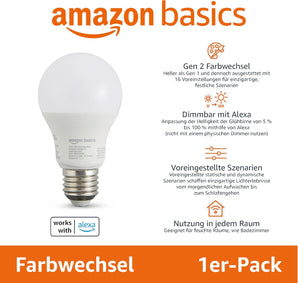 [RESIGILAT] Bec Amazon Basics Smart A60 E27 8W multicolor