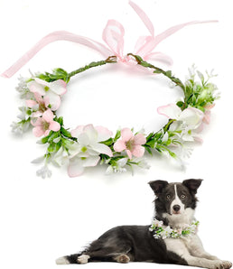 [RESIGILAT] Coroana flori par, papion caini, nunta, roz