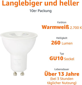 [RESIGILAT] Bec LED GU10 3 W alb cald 10 bucati clasa F