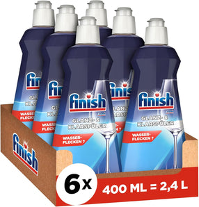 Finish Soluție de clătire și lustruire – Pentru vase strălucitoare, uscate și fără pete de apă – Pachet XXL 6 x 400 ml