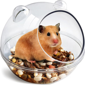 [RESIGILAT] Baie hamster, recipient nisip, 11x11x8.8cm, accesorii custi