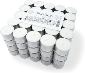 [RESIGILAT] Set 100 lumânări pastilă Pritogo, albe, 8 ore, 25x38 mm, neparfumate