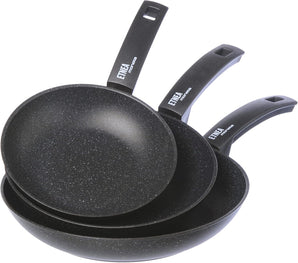 [RESIGILAT] Set tigaie Moneta Etnea aluminiu negru 28 cm 46x29x15 cm