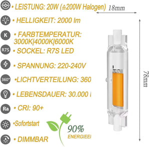 [RESIGILAT] Bec LED R7S 20W 78mm Alb Cald 3000K Pachet 2