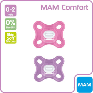 [RESIGILAT] Set 2 suzete silicon MAM Comfort, 0-2 luni, roz/violet