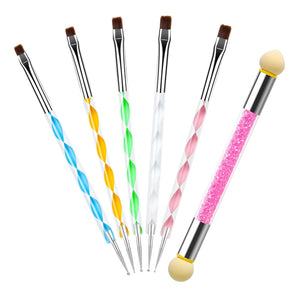 [RESIGILAT] Set pensule unghii UV-Gel 6 piese cu burete Ombre.