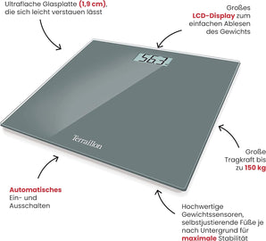 [RESIGILAT] Cantar electronic baie Ultra-plat 150 kg TX1500 Gri